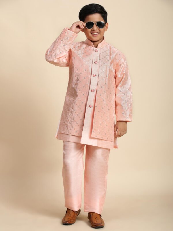 Pro-Ethic Developer Kids Indo-Western set for boys Wedding festive Outfit Sherwani Kids Traditional Outfit for Baby Boys (S-259) (5-6 Years, Pink) - Image 7