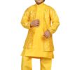 Boys' Embroidered Mukaish Sherwani – Indo-Western Style, Mustard, Kids
