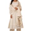 Women’s Heavy Embroidered White Anarkali Kurta with Pants & Dupatta Set