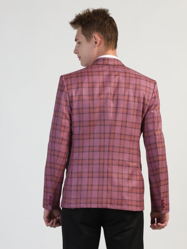 TAHVO Men's Maroon Checkered Blazer with Notch Lapel - Formal and Stylish (in, Numeric, 42, Maroon Checkered) - Image 3