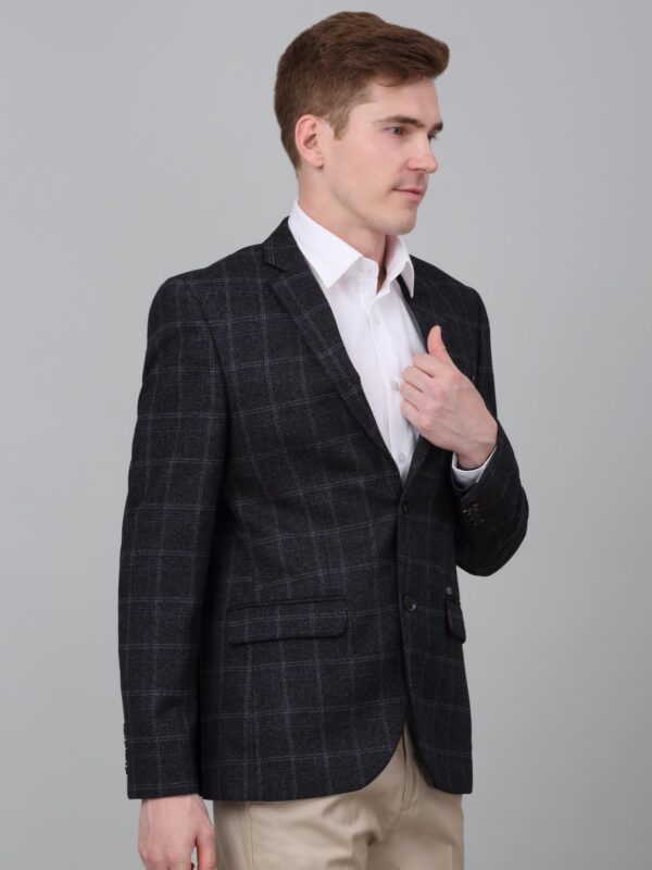 Cantabil Checkered Charcoal Full Sleeves Notch Lapel Formal Blazer for Men | Formal Blazer for Men | Men Blazer for Formal (MBZF00129_Charcoal_40) - Image 7