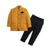 Boys' Royal Look Jodhpuri Sherwani Set – Mustard Yellow & Black, Indo-Western Style, Pant Included
