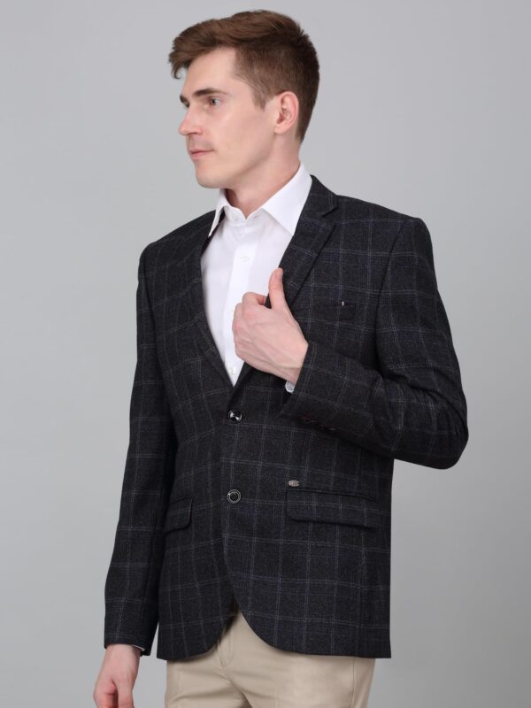 Cantabil Checkered Charcoal Full Sleeves Notch Lapel Formal Blazer for Men | Formal Blazer for Men | Men Blazer for Formal (MBZF00129_Charcoal_40) - Image 8