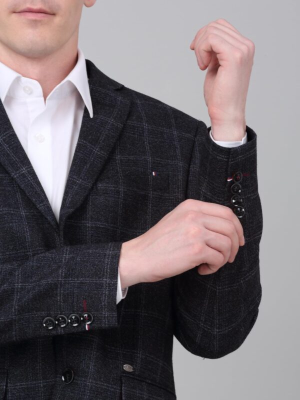 Cantabil Checkered Charcoal Full Sleeves Notch Lapel Formal Blazer for Men | Formal Blazer for Men | Men Blazer for Formal (MBZF00129_Charcoal_40) - Image 4
