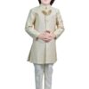 Boys' Ethnic Silk Sherwani Set – Hand-Embroidered Indo-Western Design