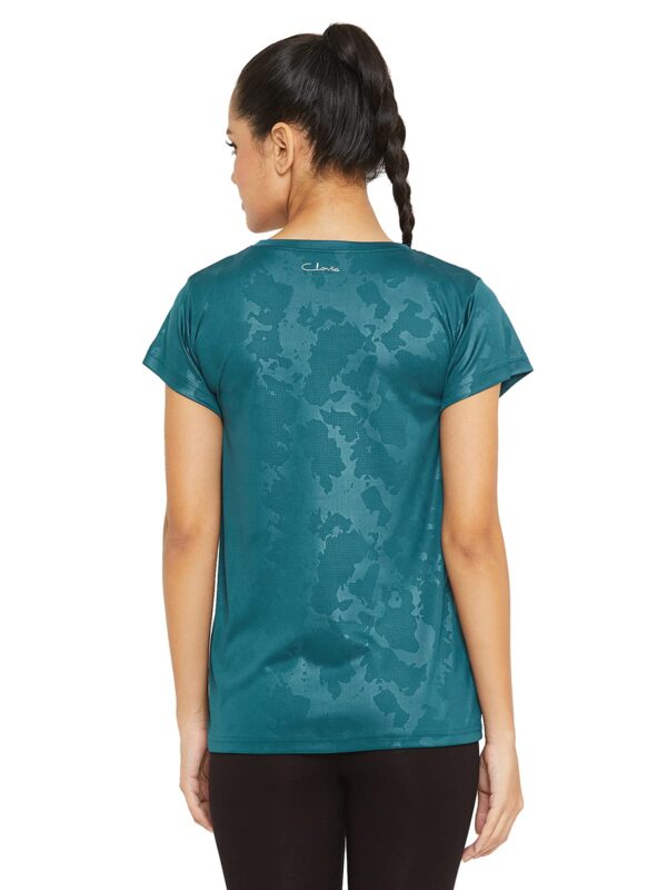 Clovia Women's Polyester Activewear Short Sleeve Sports T-Shirt (AT0124G08_Blue_XL) - Image 3