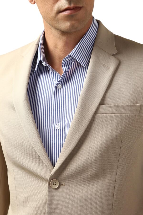 Peter England Men's Classic Blazer (PIBZWNSP159588_Beige - Image 3