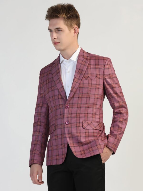 TAHVO Men's Maroon Checkered Blazer with Notch Lapel - Formal and Stylish (in, Numeric, 42, Maroon Checkered) - Image 5
