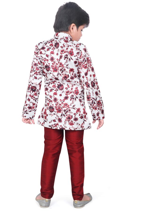 AHHAAAA kids ethnic wear Indo Western Sherwani and Pyjama for Boys (Red, 5-6 Years) - Image 5