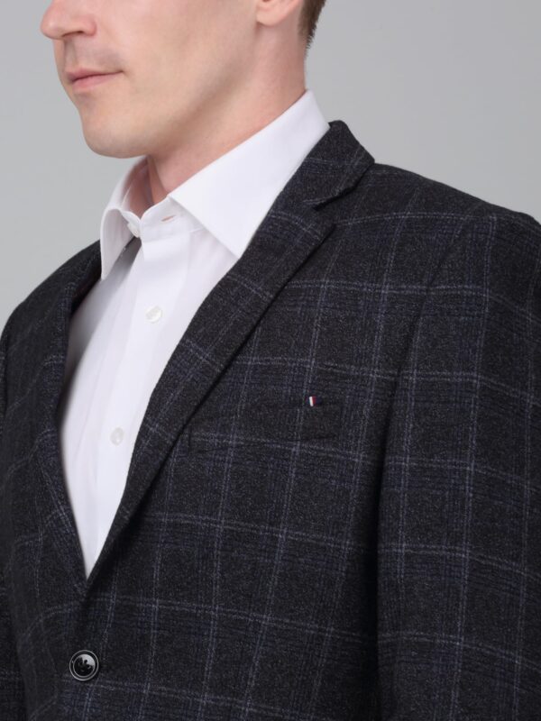 Cantabil Checkered Charcoal Full Sleeves Notch Lapel Formal Blazer for Men | Formal Blazer for Men | Men Blazer for Formal (MBZF00129_Charcoal_40) - Image 3