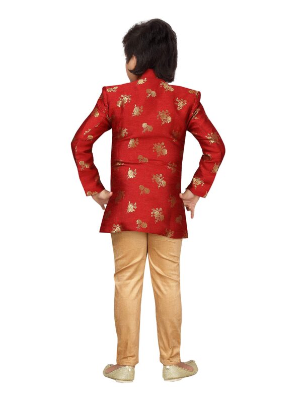 AJ DEZINES Boys Brocade Sherwani Set (Boys, Red) - Image 6