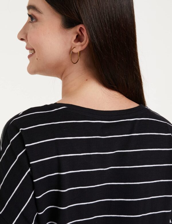 Symbol Women's Striped Loose Fit Half Sleeve Cotton T-Shirt (SYMAW19TS036B_White + Navy_Small) (Combo Pack of 2) - Image 4