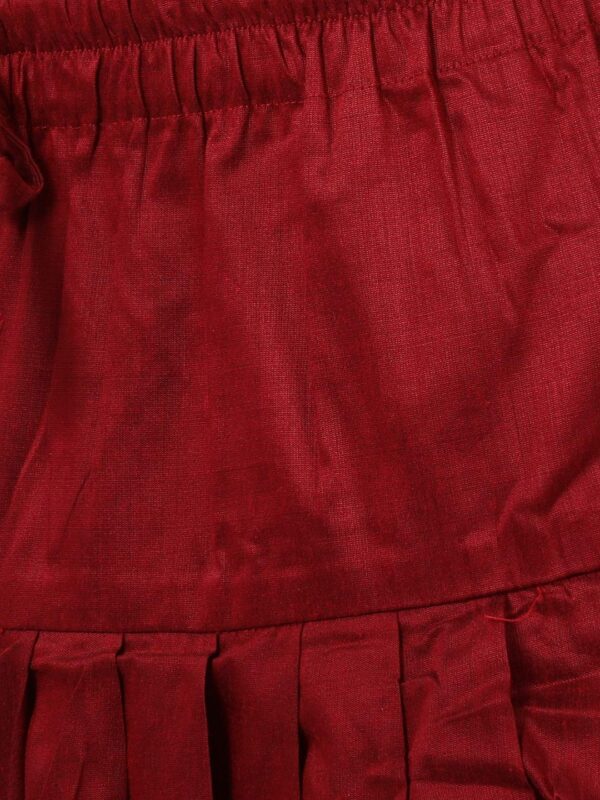 JBN Creation Boys' Biscuit and Maroon Cotton Blend Sherwani and Dhoti Pant Set_JBNBCIW124nCDMA_20 - Image 3