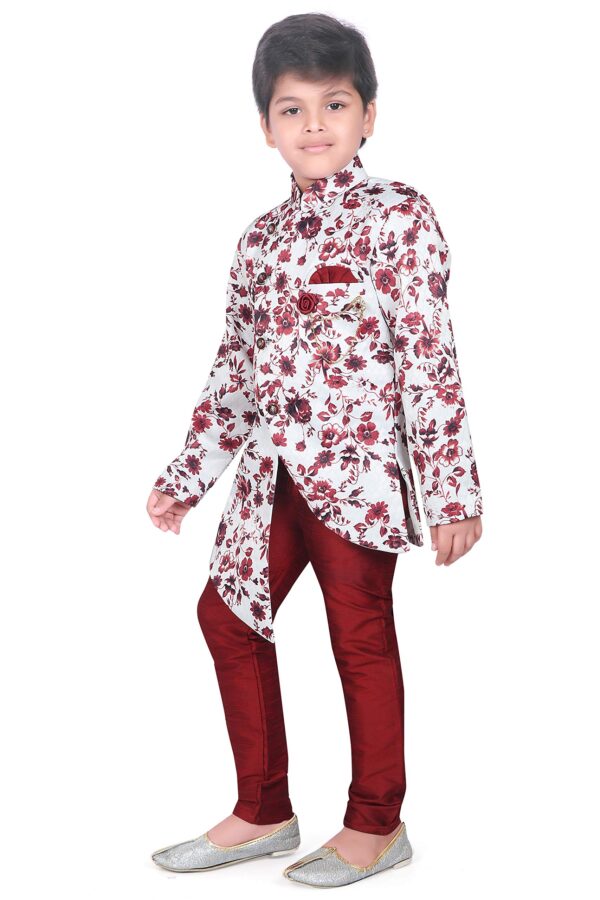 AHHAAAA kids ethnic wear Indo Western Sherwani and Pyjama for Boys (Red, 5-6 Years) - Image 6