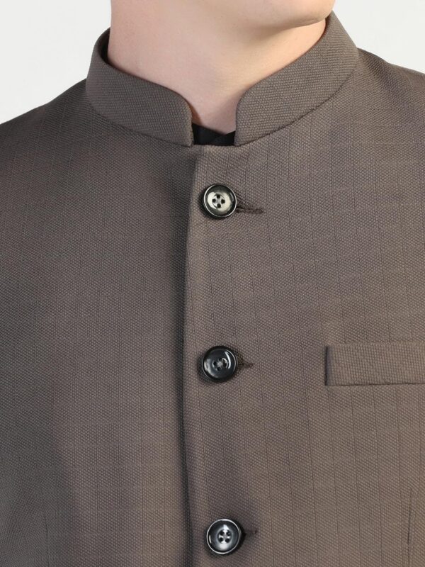 TAHVO Men's Formal Blazer | Wedding Indo-Western Coat | Mandarin Collar Suit Jacket (in, Numeric, 34, Brown) - Image 2