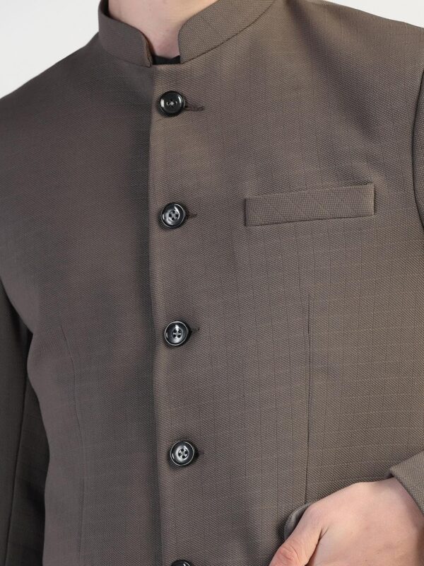 TAHVO Men's Formal Blazer | Wedding Indo-Western Coat | Mandarin Collar Suit Jacket (in, Numeric, 34, Brown) - Image 6