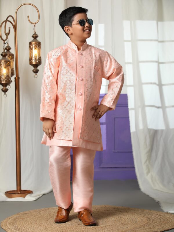 Pro-Ethic Developer Kids Indo-Western set for boys Wedding festive Outfit Sherwani Kids Traditional Outfit for Baby Boys (S-259) (5-6 Years, Pink) - Image 8