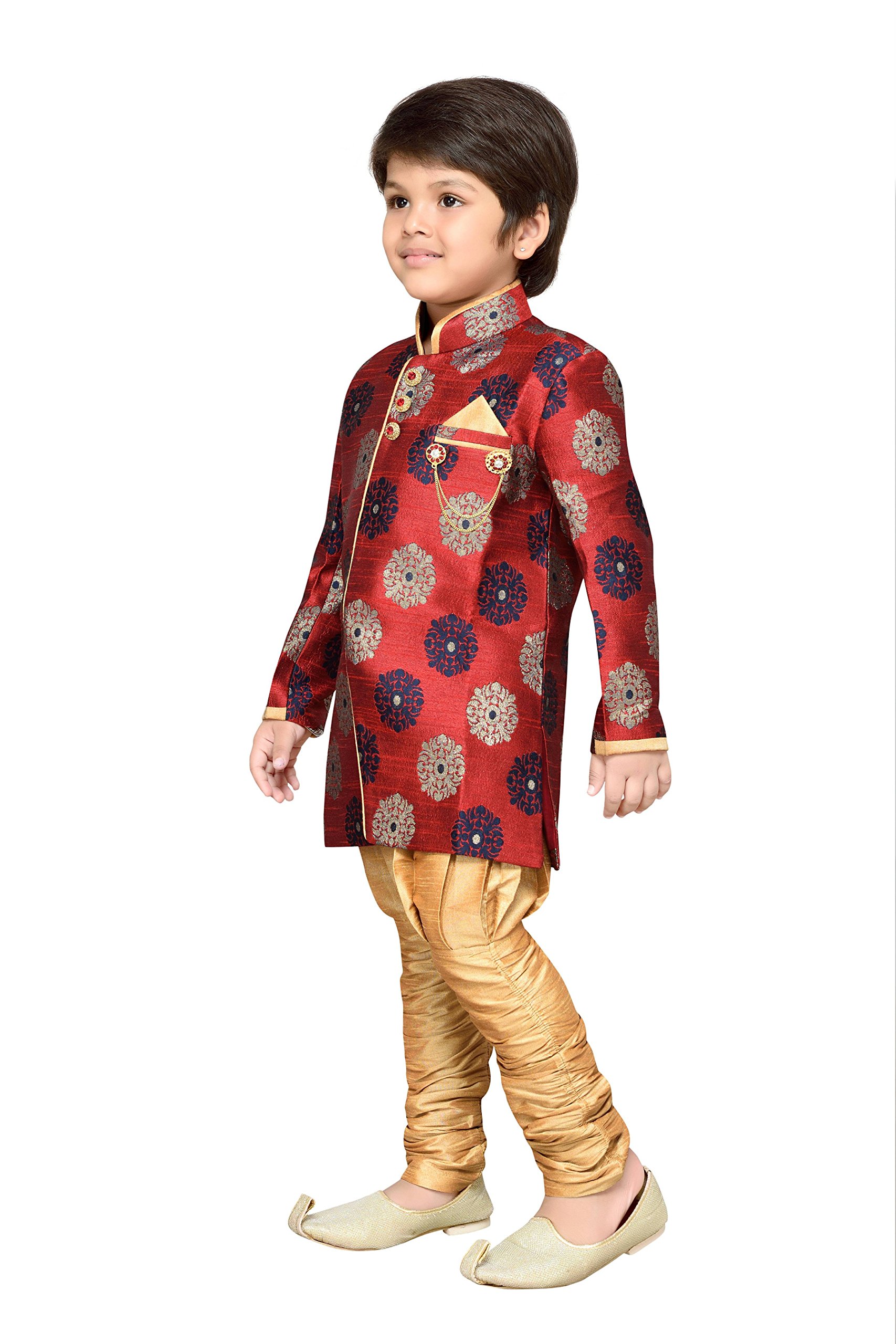 Boys' Indo-Western Sherwani Set – Red, Kids - Image 6