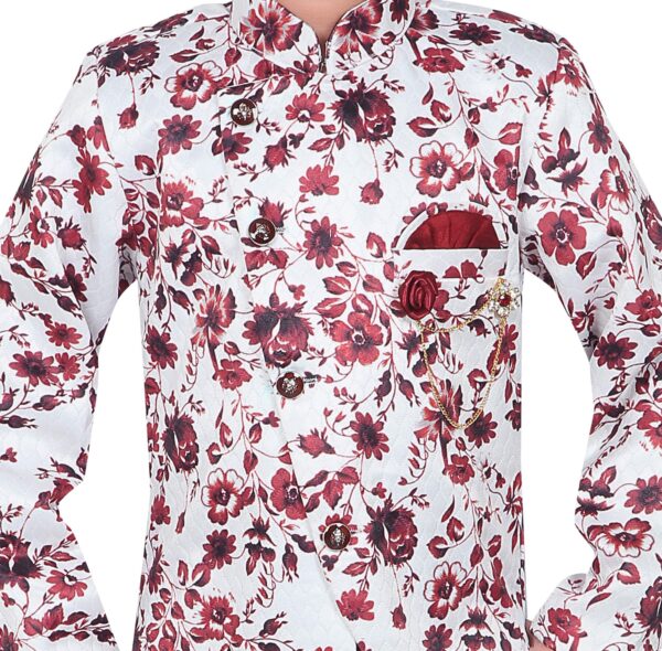 AHHAAAA kids ethnic wear Indo Western Sherwani and Pyjama for Boys (Red, 5-6 Years) - Image 4