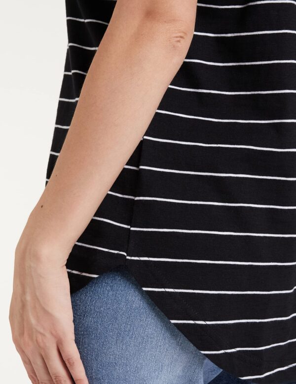 Symbol Women's Striped Loose Fit Half Sleeve Cotton T-Shirt (SYMAW19TS036B_White + Navy_Small) (Combo Pack of 2) - Image 5