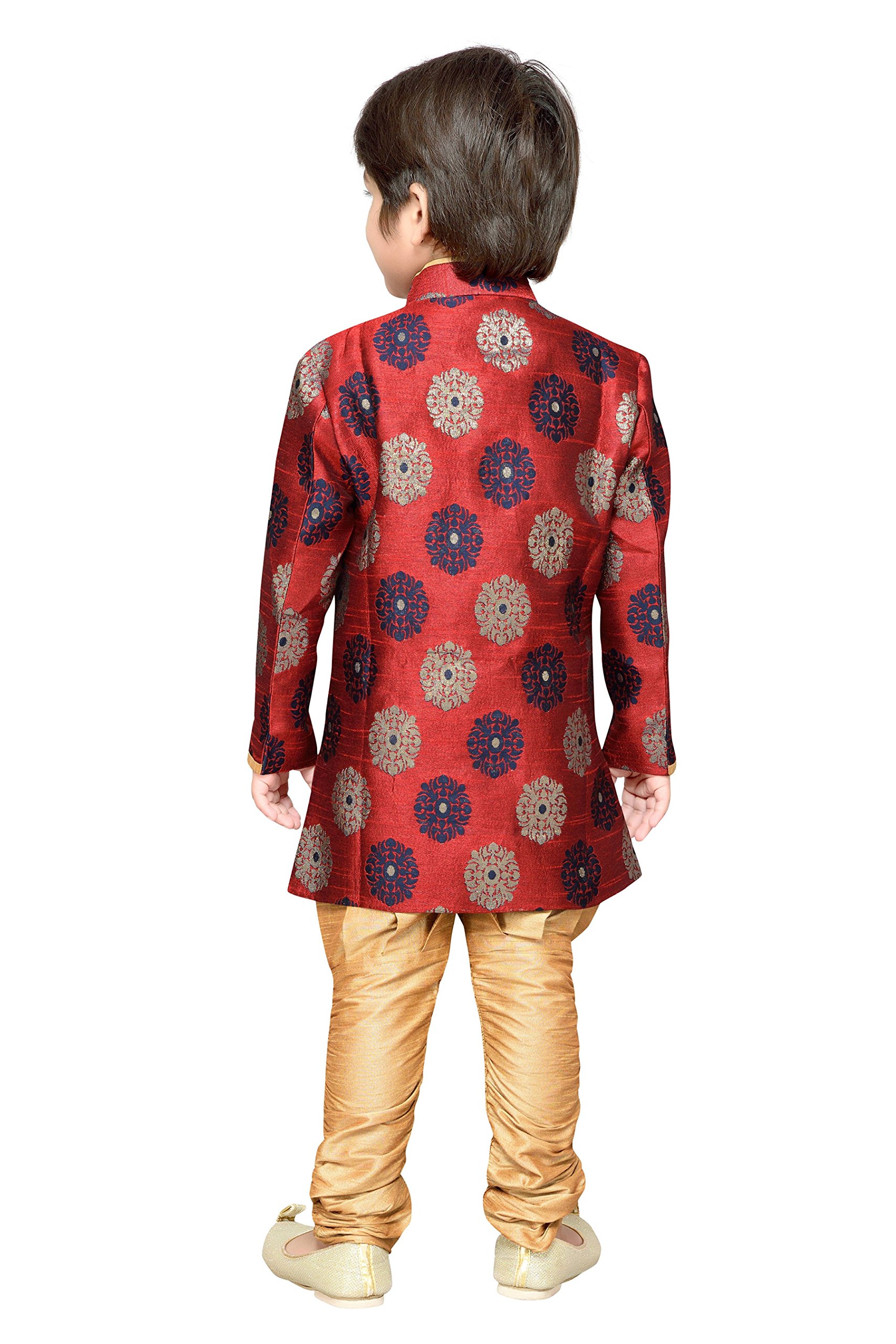 Boys' Indo-Western Sherwani Set – Red, Kids - Image 4