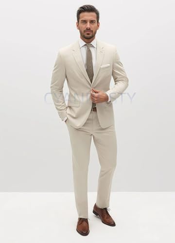 Men’s Slim Fit 2-Piece Suit – 1 Button Solid Jacket & Pants Set for Wedding, Prom & Formal Events - Image 9