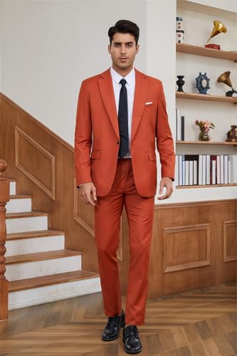 Men’s Slim Fit 2-Piece Suit – 1 Button Solid Jacket & Pants Set for Wedding, Prom & Formal Events - Image 7