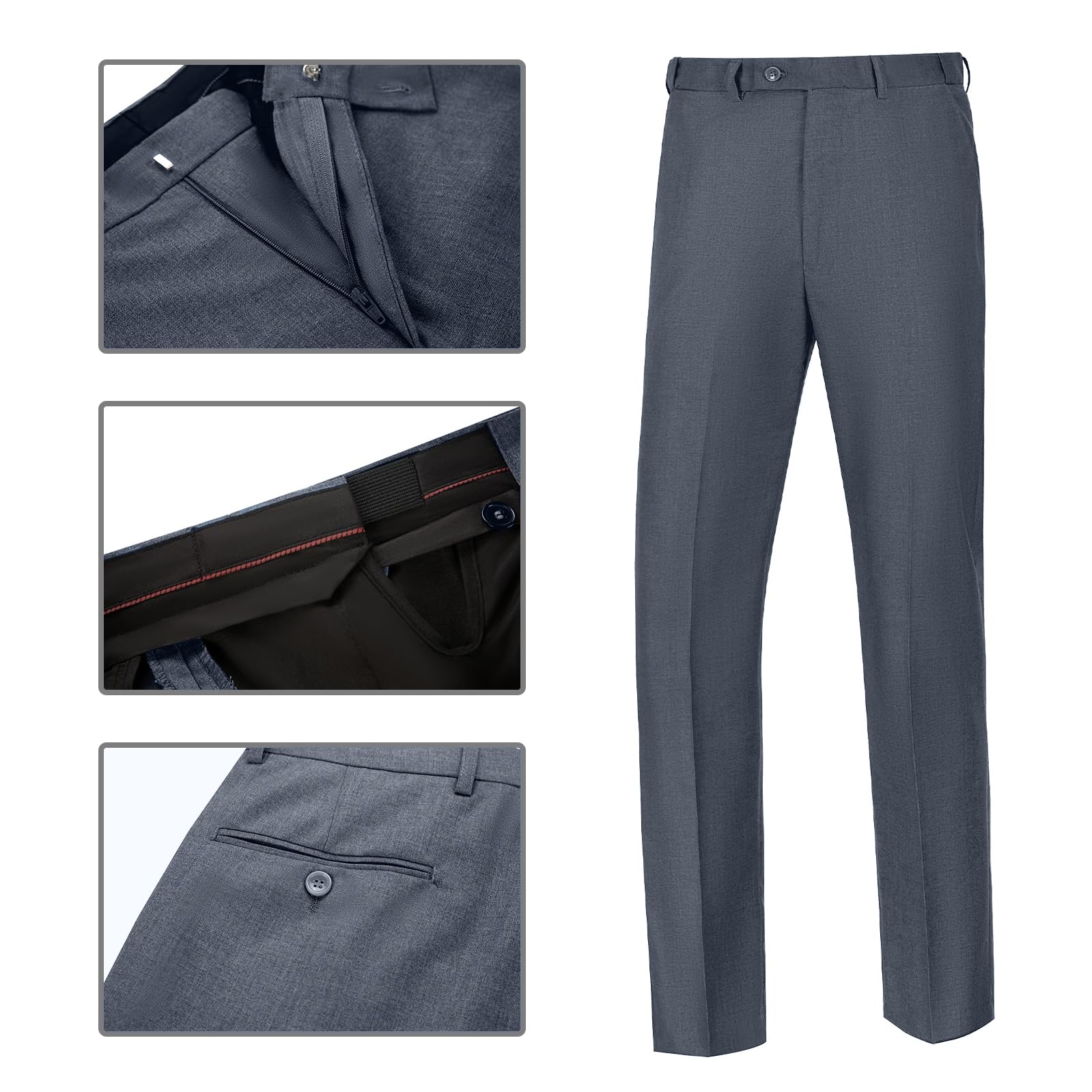 Mens 2 Piece Suit Slim Fit Business Wedding Party Tuxedo Dress Suits for Men Jacket and Pants Set, Dark Gray, Medium - Image 2