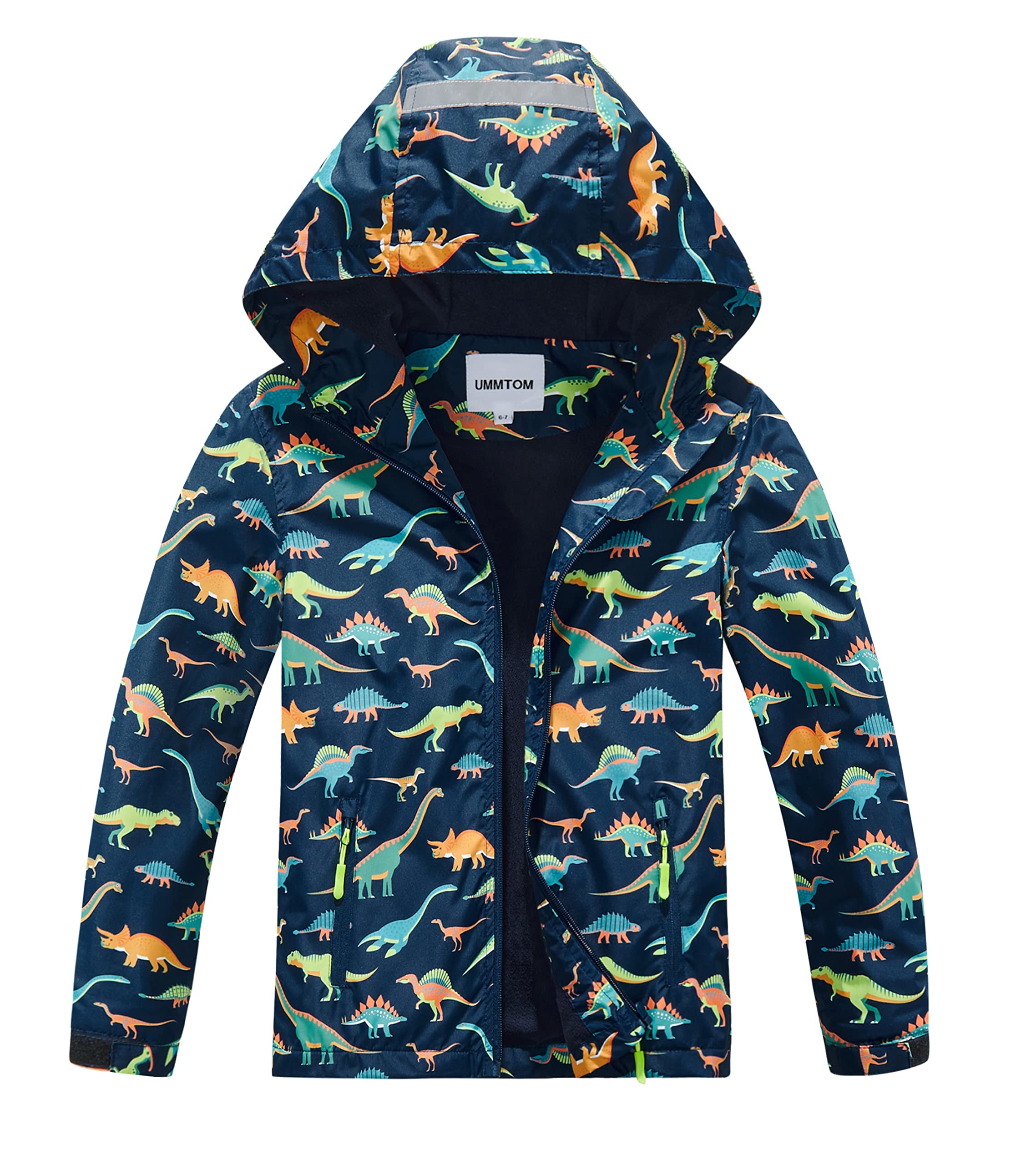 Boys Rain Jacket – Lightweight Waterproof Hooded Raincoat with Fleece Lining, Windbreaker for Kids