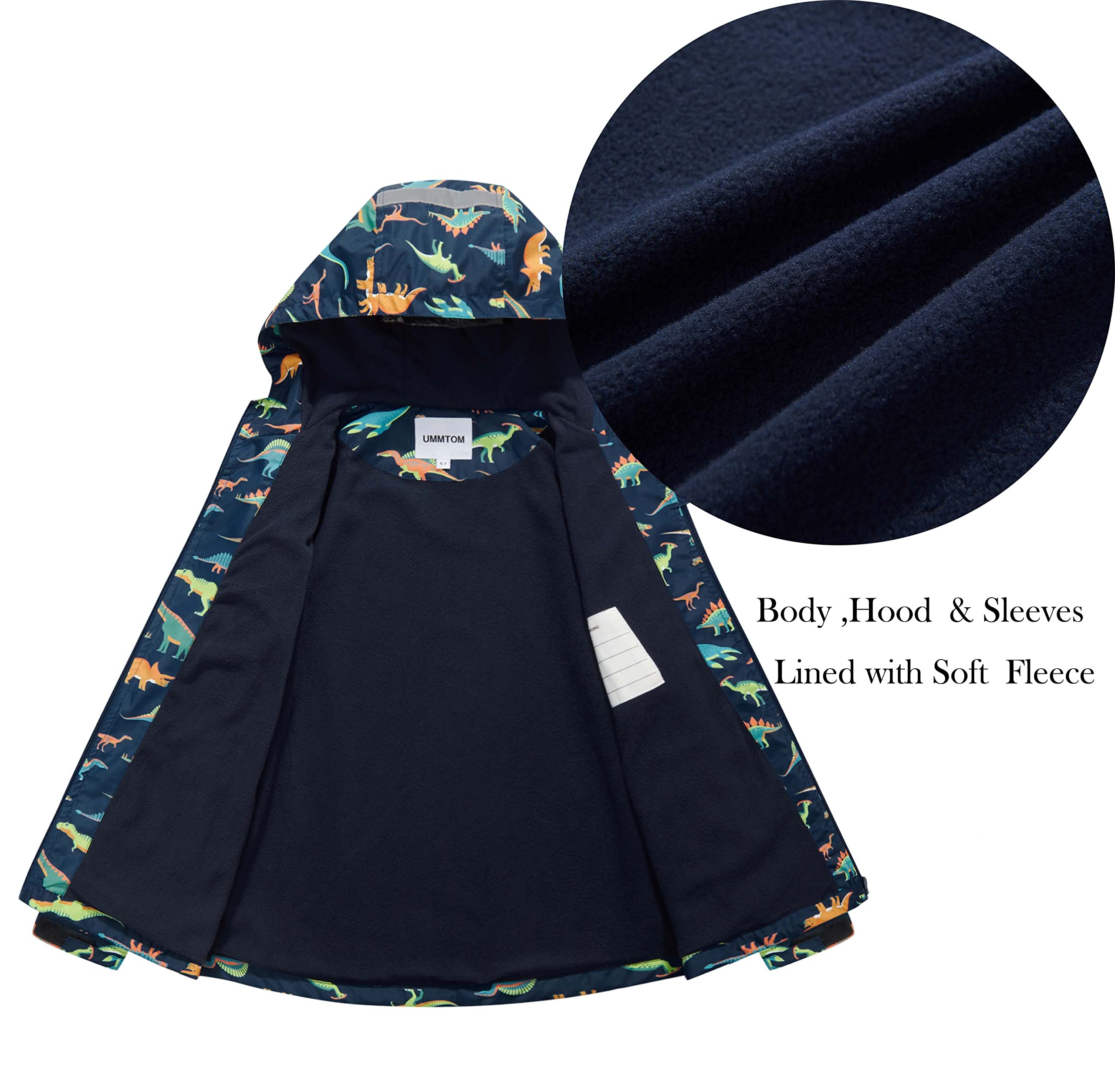 Boys Rain Jacket – Lightweight Waterproof Hooded Raincoat with Fleece Lining, Windbreaker for Kids - Image 5