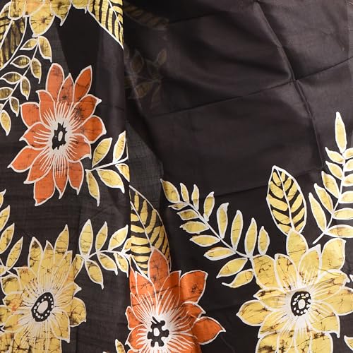 3stones Women's Pure Silk Saree | Handwoven, Hand Batik Pure Saree with Unstiched Blouse Material Piece | Suitable for All Indian Weddings & Festivals| Traditional Pattern | Black and Cream - Image 5