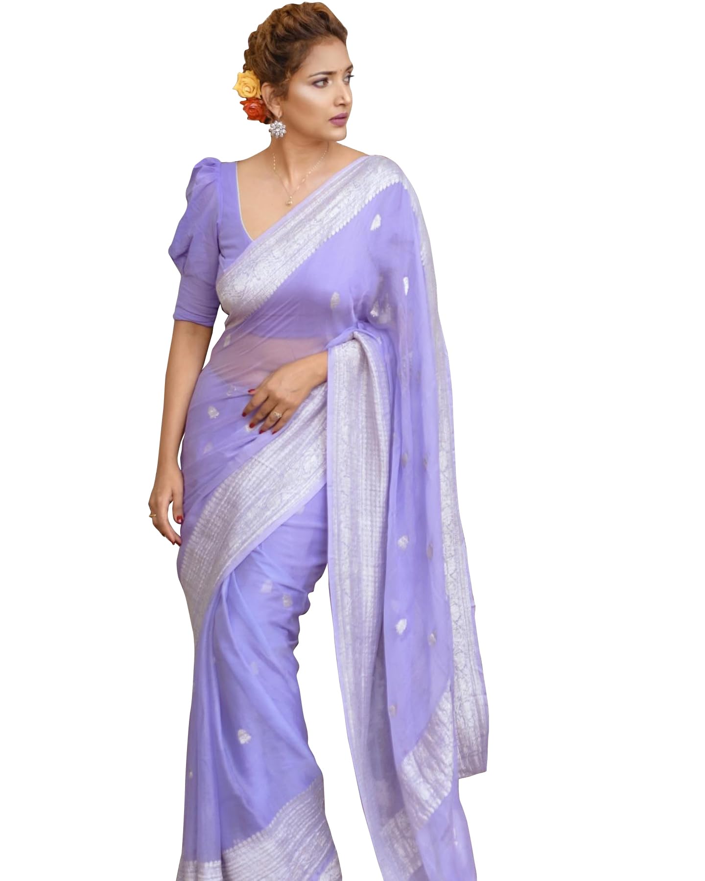 Sugathari Women's Lavander Banarasi Kanchipuram Art Silk Saree for Women – Traditional Wedding & Party Saree with Blouse Piece – Ethnic Indian Silk Saree for Bridal, Festive (RT-21-Lavander)