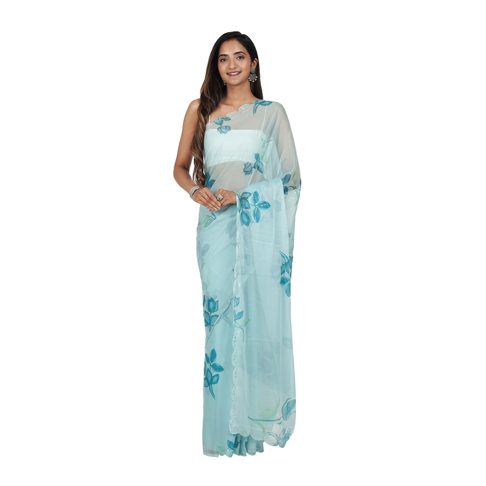 TEEJH Springtime Serenity Chiffon Saree