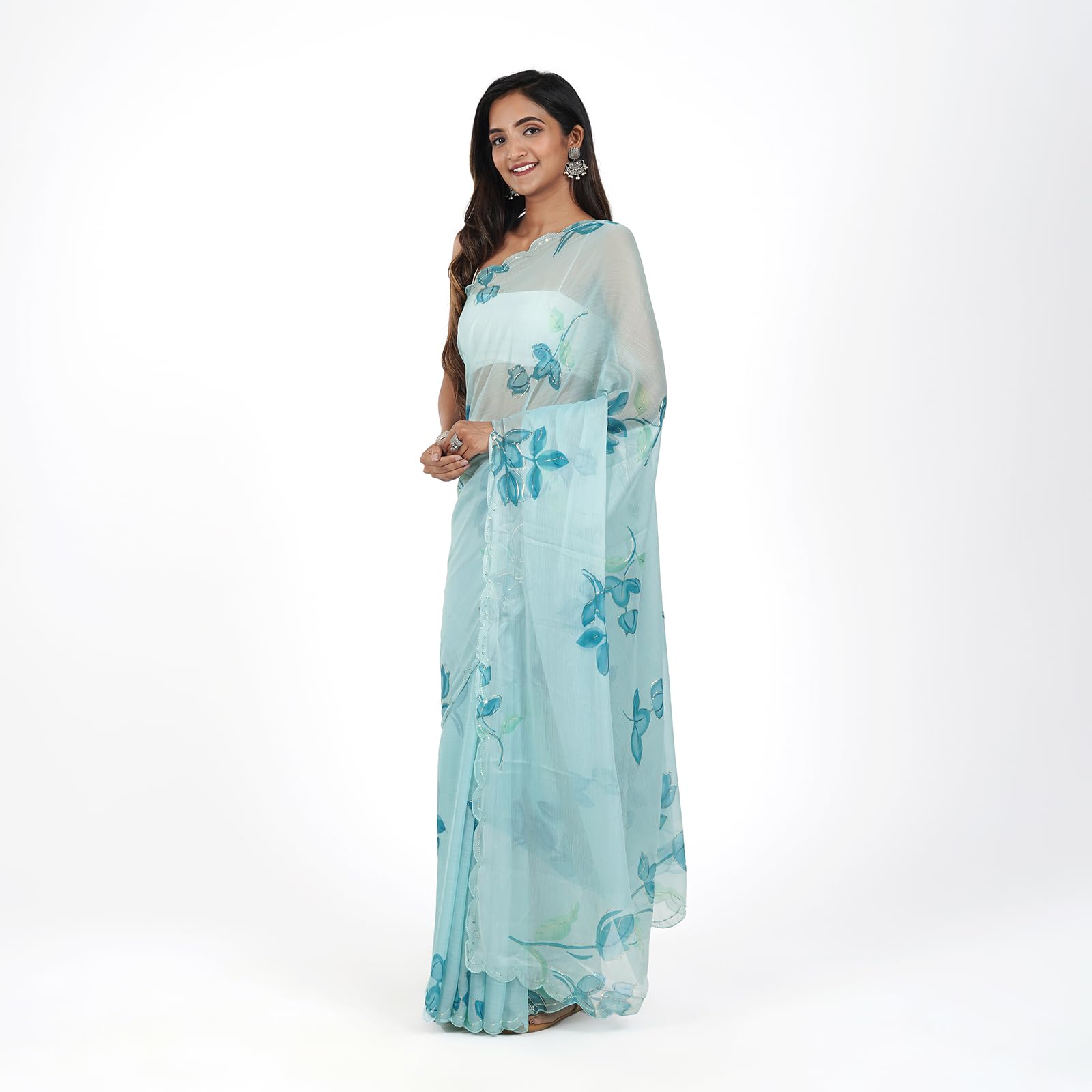 TEEJH Springtime Serenity Chiffon Saree - Image 4