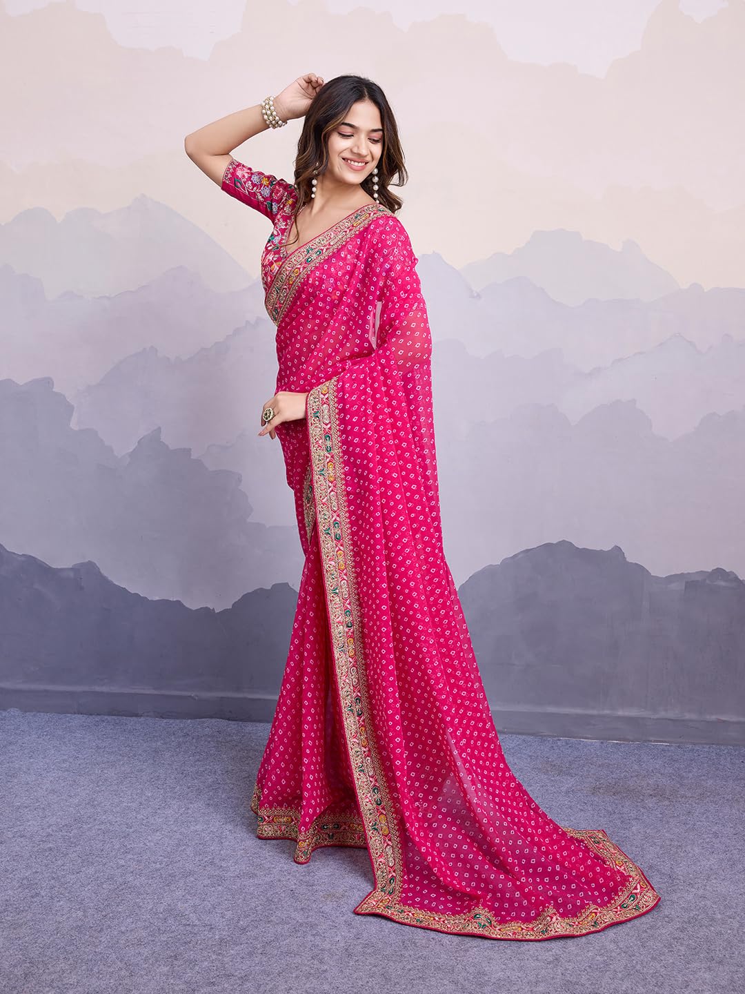 Ekasya Women Soft Georgette Printed Ready to Wear Saree (E5635_1) - Nice Design, Elegant, Comfortable Fit, Perfect for Casual & Semi-Formal Occasions, Stylish & Easy to Wear Saree E6253_1 - Image 6