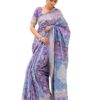 SIRIL Women's Cotton Printed Weaving Saree With Unstitched Blouse Piece (4477S361_Purple & Blue)