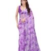 Garden Vareli Nara Chiffon All-Over Floral Print Saree With Blouse Piece 89155 - Violet