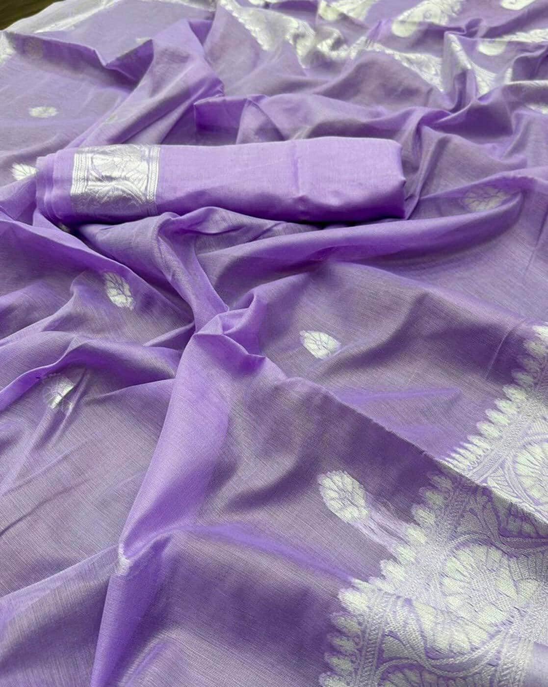 Sugathari Women's Lavander Banarasi Kanchipuram Art Silk Saree for Women – Traditional Wedding & Party Saree with Blouse Piece – Ethnic Indian Silk Saree for Bridal, Festive (RT-21-Lavander) - Image 3