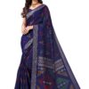 SIRIL Women's Tassel & Printed Cotton Saree with Blouse(2518S206_Dark Blue)