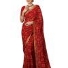SIRIL Women's Georgette Bandhani Printed Saree With Unstitched Blouse Piece (3784S1554_Red)