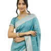 SIRIL Women's Silk Blend Embroidery Stone Work Saree With Unstitched Blouse Piece (4022S617_Light Blue)