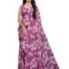 SIRIL Women's Georgette Floral Printed Saree with Blouse(2024S566_Purple)