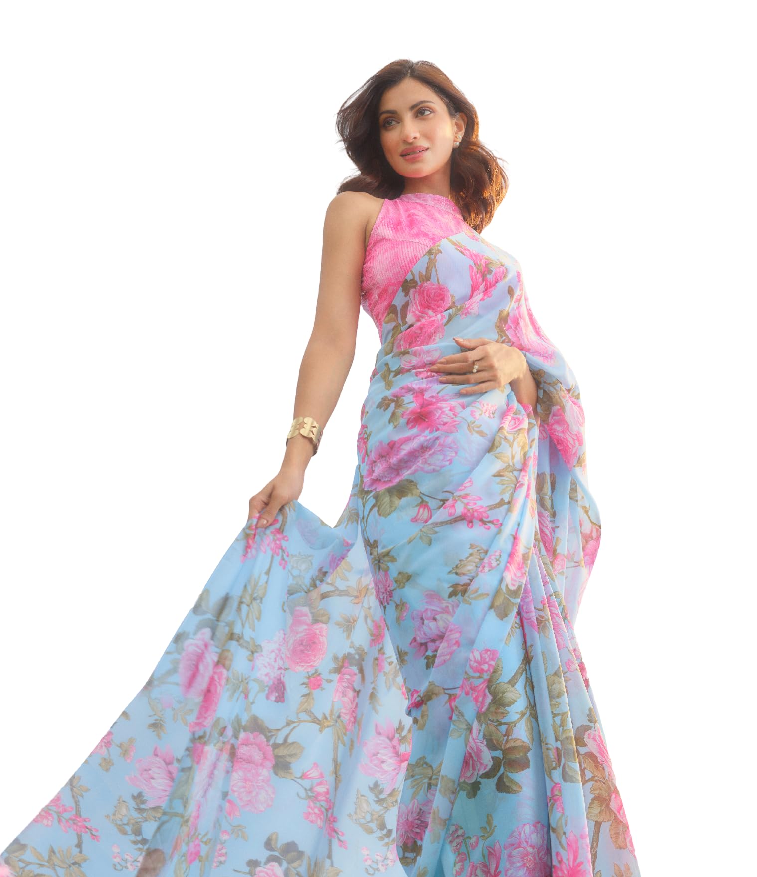 Garden Vareli Floral Print Nara Chiffon Saree