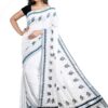 mylooms Womens Kuthampully Cotton Printed Kerala Saree Silver Black Set saree
