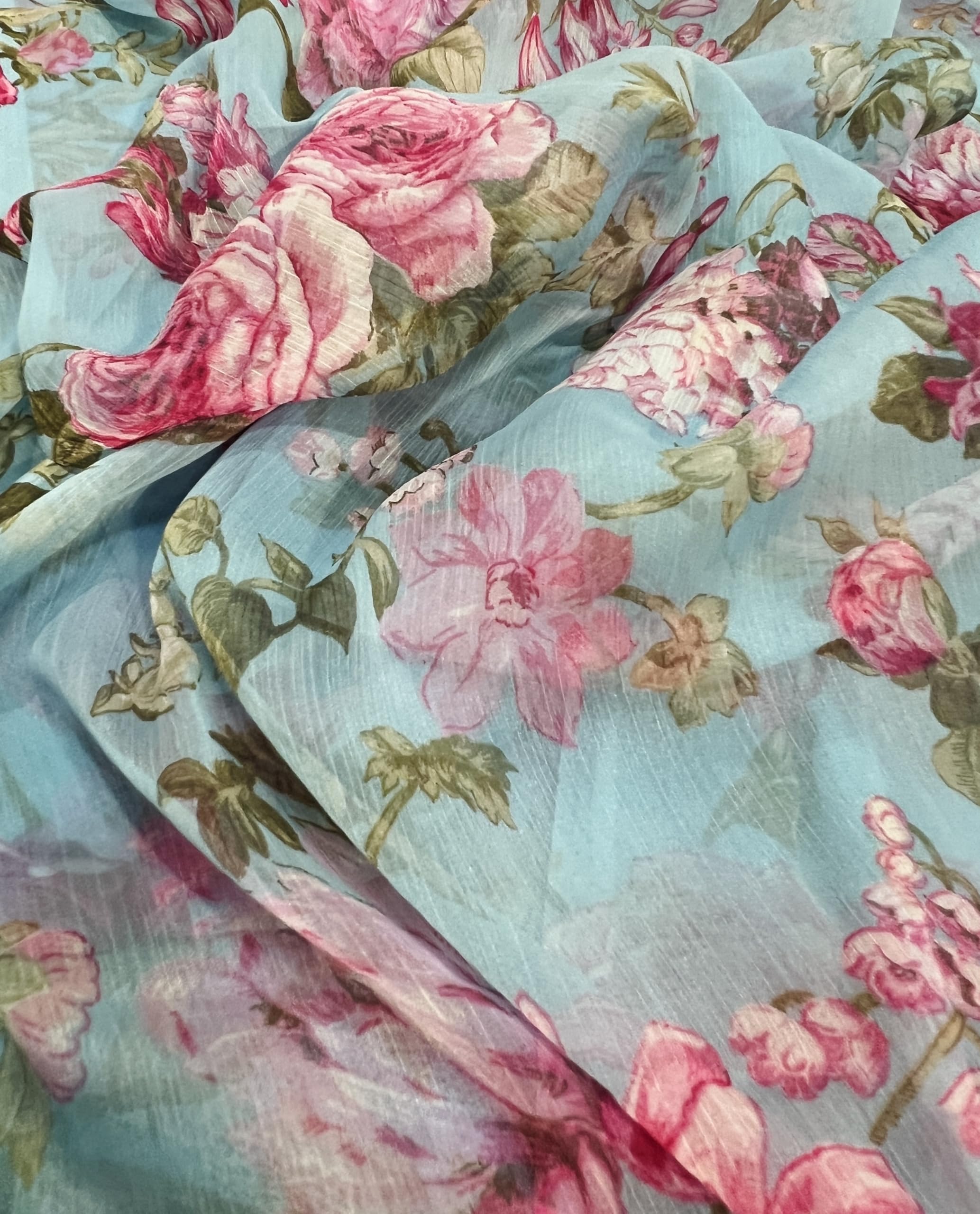 Garden Vareli Floral Print Nara Chiffon Saree - Image 4