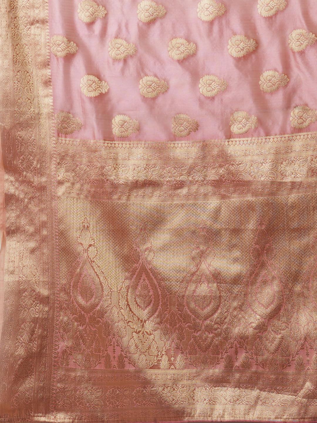 AKHILAM Women's Organza Ethnic Motif Woven Design Saree With Unstitched Blouse Piece(Pink_UNATI3004_AC) - Image 3