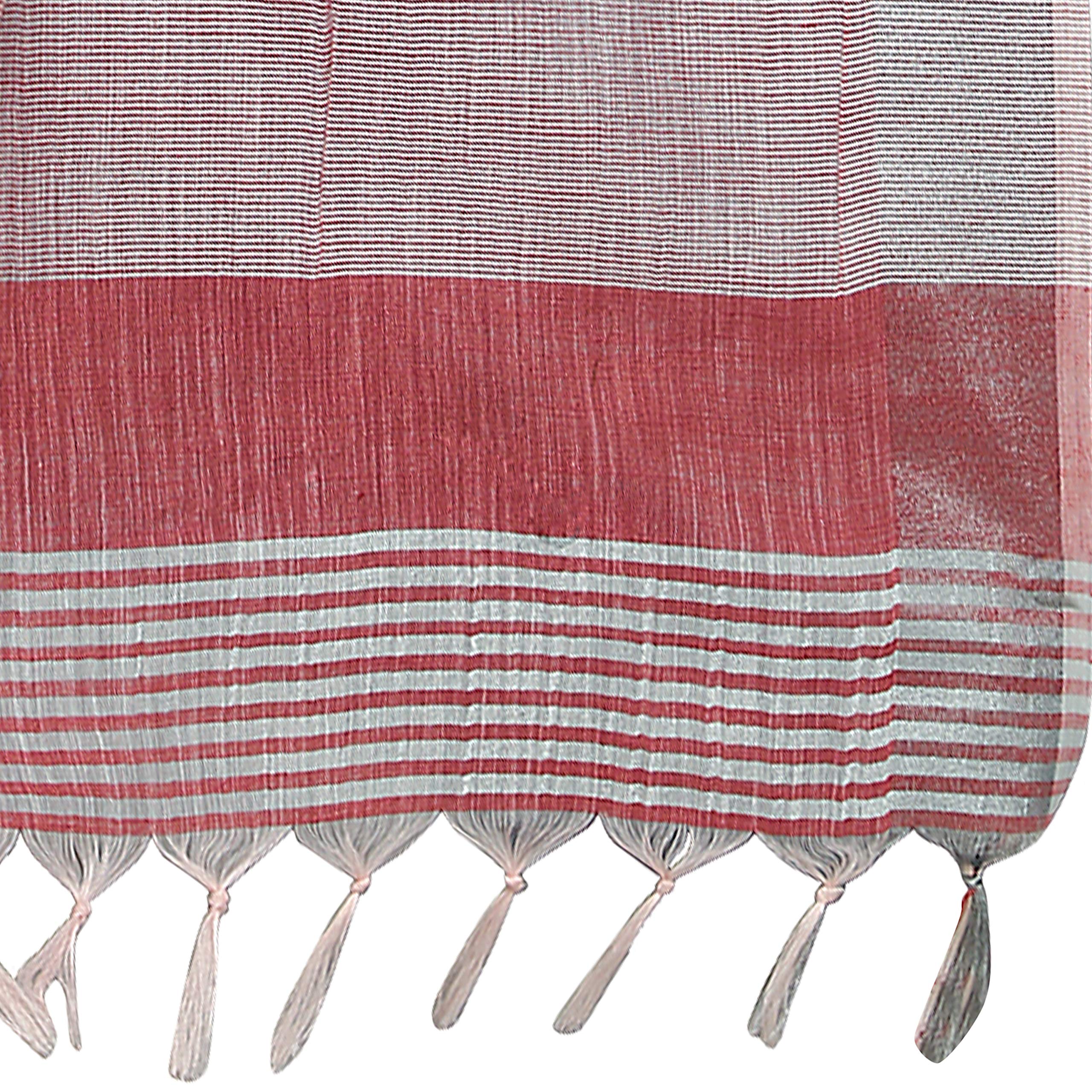 Rekha Maniyar Women's Jacquard Linen Saree With Unstitched Blouse Piece (DARKGAJARI) - Image 2