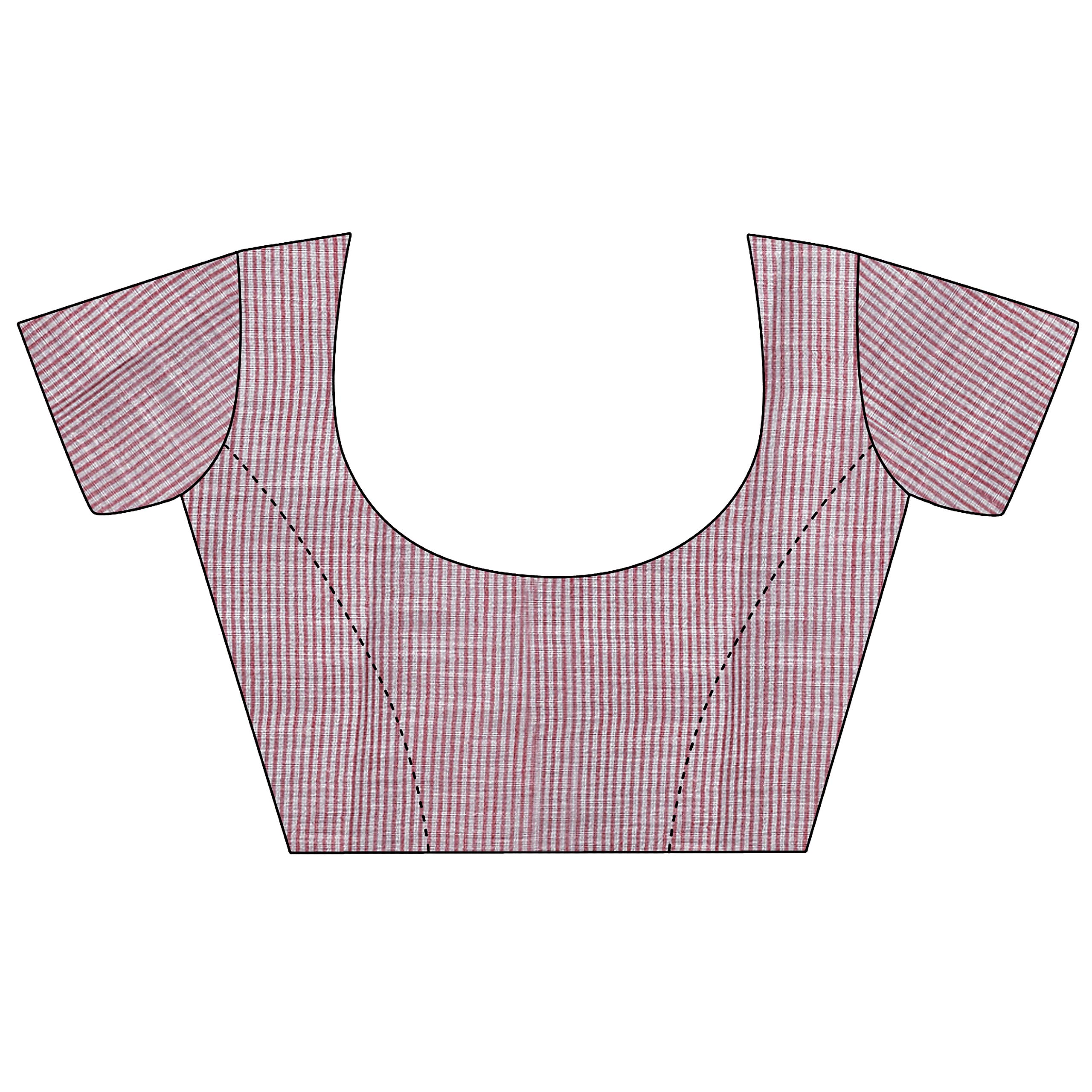 Rekha Maniyar Women's Jacquard Linen Saree With Unstitched Blouse Piece (DARKGAJARI) - Image 3