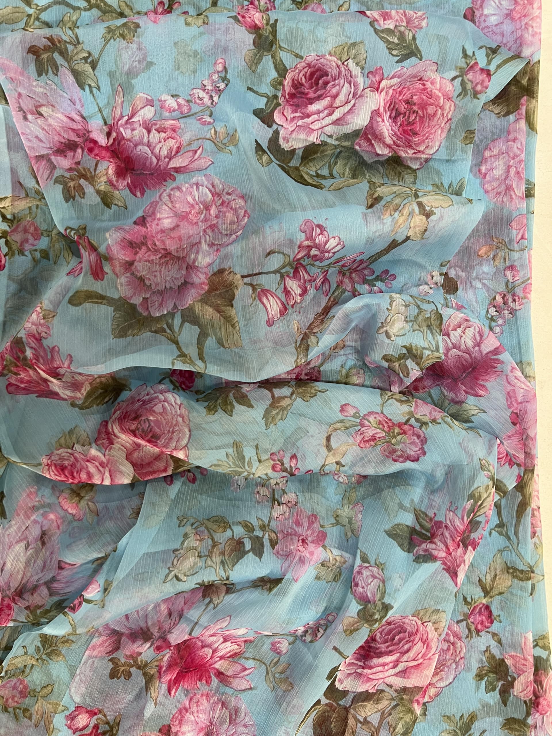 Garden Vareli Floral Print Nara Chiffon Saree - Image 6