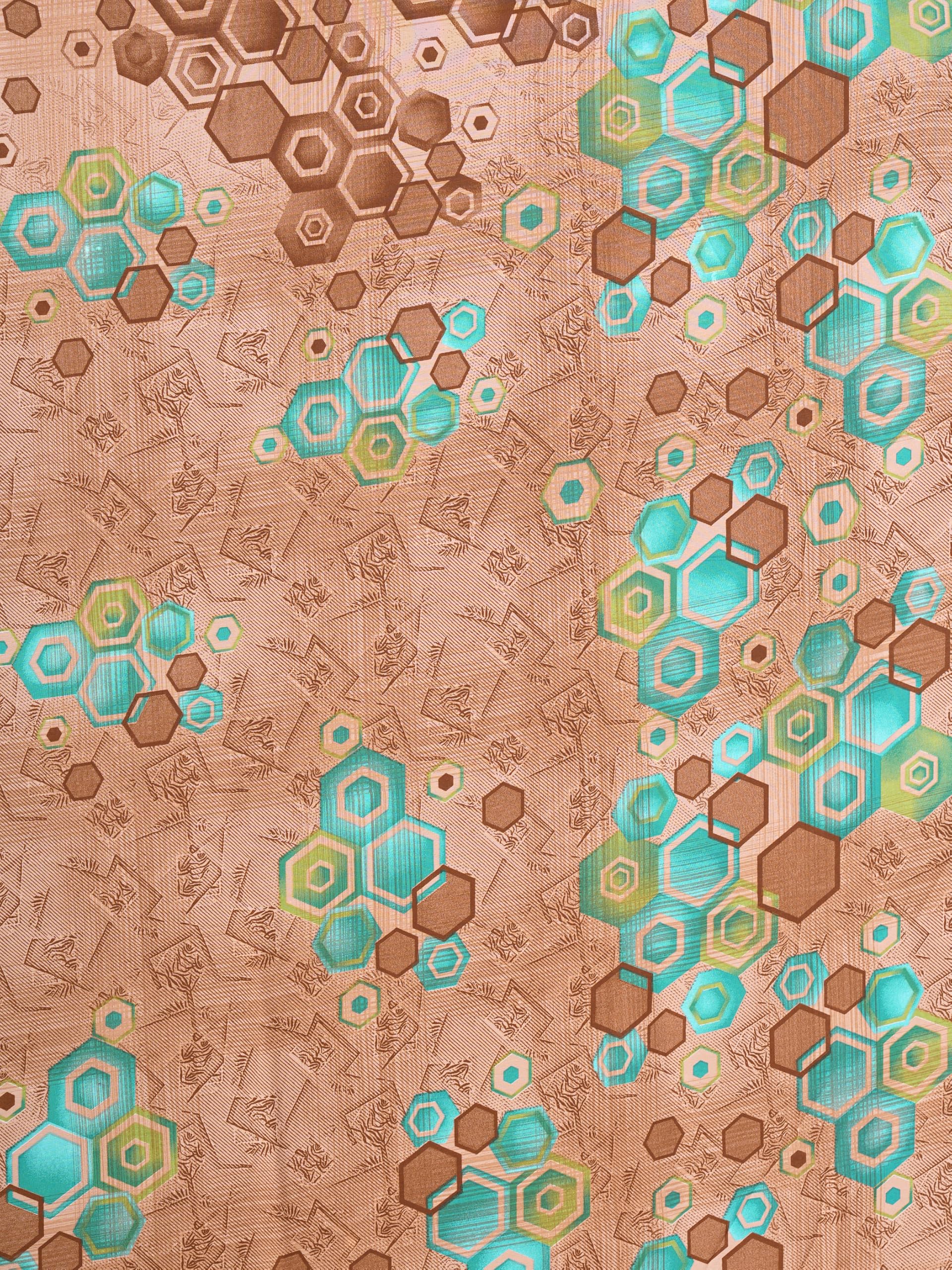 Garden Vareli Geometric Print Georgette Saree 88658 - Brown Green - Image 2